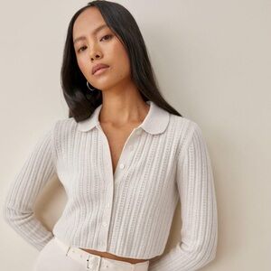 Reformation Rory Cashmere Collared Cardigan in Gossamer Size Small